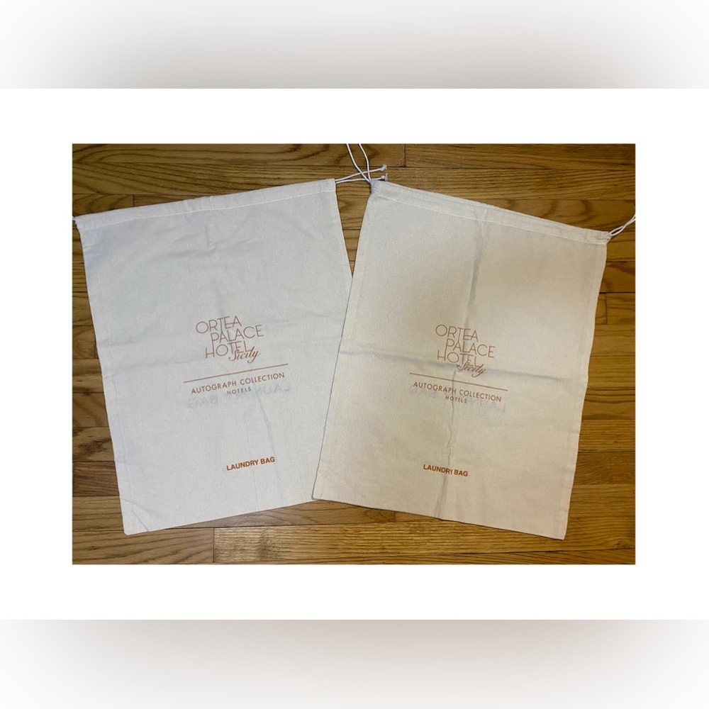 set of laundry bags from the Ortea Palace Hotel  Sicily autograph collection New
